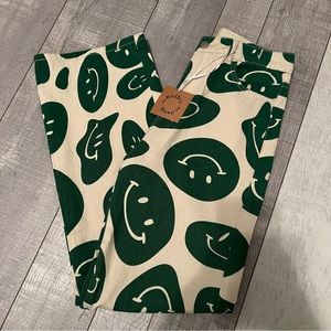 NWT Funky Smiley Face Wide Leg Pants